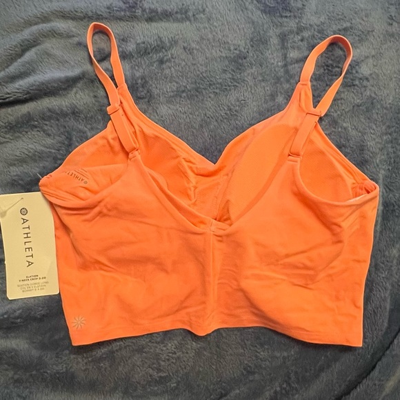 NEW Athleta Elation V-Neck Longline Crop Top Sports Bra Sunset Glow Peach - Picture 7 of 7
